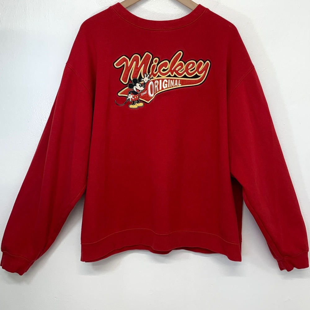 Disney Store Exclusive Mickey Mouse Red Embroidered‎ Sweatshirt XL Vacation